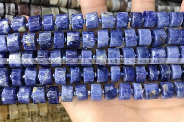 CRB2176 15.5 inches 11mm - 12mm faceted tyre sodalite beads