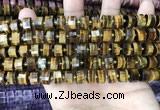 CRB2196 15.5 inches 9mm - 10mm faceted tyre yellow tiger eye beads