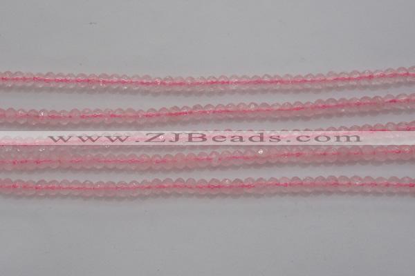 CRB220 15.5 inches 2.5*4mm faceted rondelle rose quartz beads