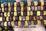 CRB2203 15.5 inches 11mm - 12mm faceted tyre mookaite beads