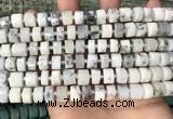 CRB2206 15.5 inches 8mm - 9mm faceted tyre white opal beads