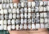 CRB2208 15.5 inches 11mm - 12mm faceted tyre white opal beads