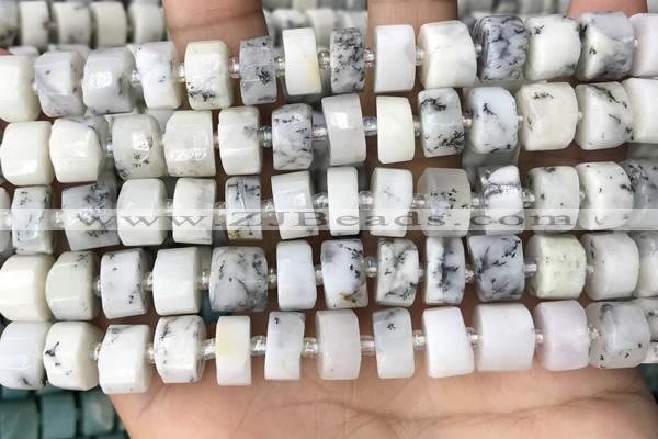 CRB2208 15.5 inches 11mm - 12mm faceted tyre white opal beads