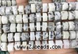 CRB2209 15.5 inches 13mm - 14mm faceted tyre white opal beads