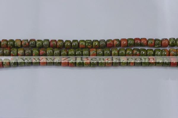 CRB2507 15.5 inches 6*8mm rondelle unakite gemstone beads