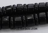 CRB254 15.5 inches 5*14mm - 10*14mm rondelle black agate beads