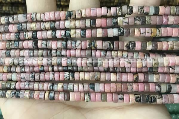 CRB2572 15.5 inches 2*4mm heishi rhodonite beads wholesale