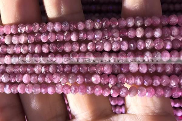CRB2611 15.5 inches 3*4mm faceted rondelle ruby gemstone beads