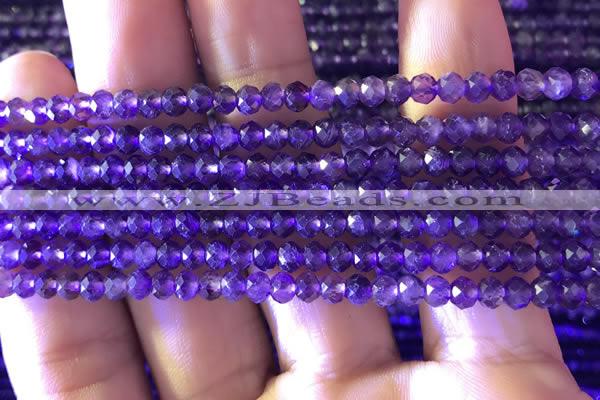CRB2631 15.5 inches 3*4mm faceted rondelle amethyst beads