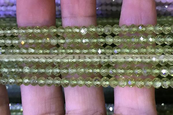 CRB2668 15.5 inches 3*4mm faceted rondelle peridot beads