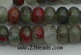 CRB2872 15.5 inches 6*10mm rondelle blood jasper beads