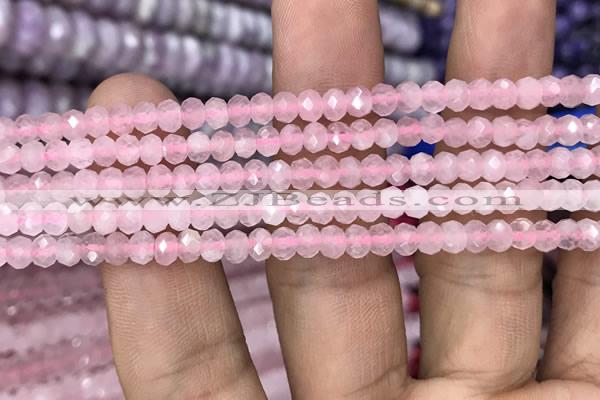 CRB3000 15.5 inches 3*4mm faceted rondelle rose quartz beads