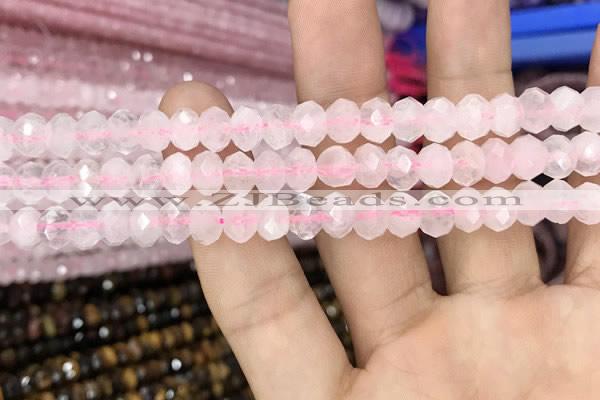 CRB3002 15.5 inches 6*8mm faceted rondelle rose quartz beads