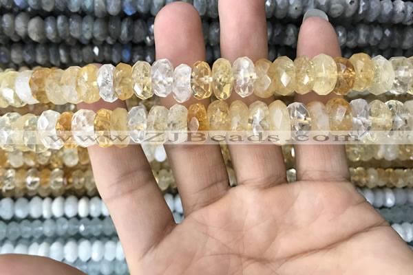 CRB3014 15.5 inches 6*12mm faceted rondelle citrine beads