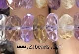 CRB3021 15.5 inches 6*11mm faceted rondelle ametrine beads