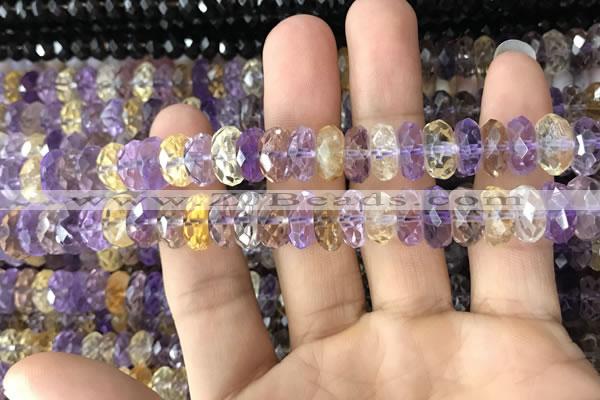 CRB3021 15.5 inches 6*11mm faceted rondelle ametrine beads