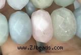CRB3027 15.5 inches 8*14mm faceted rondelle morganite beads