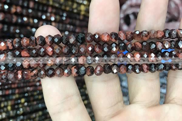 CRB3042 15.5 inches 4*6mm faceted rondelle red tiger eye beads