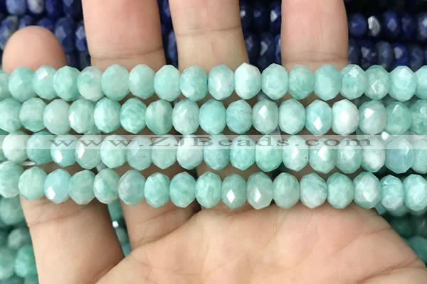 CRB3072 15.5 inches 5*8mm faceted rondelle amazonite gemstone beads