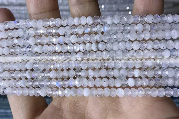 CRB3141 15.5 inches 2.5*4mm faceted rondelle tiny white moonstone beads