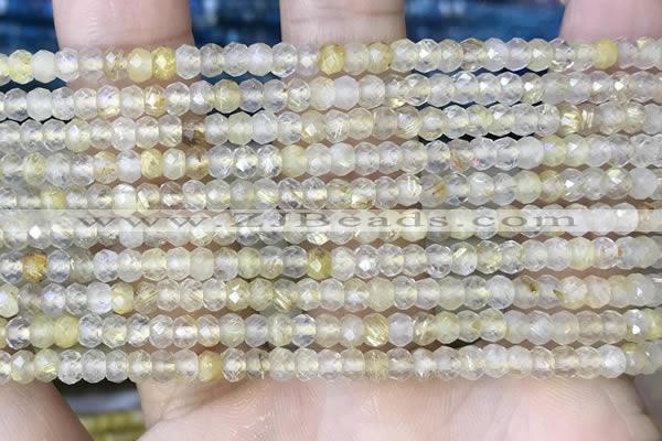 CRB3148 2.5*4mm faceted rondelle tiny golden rutilated quartz beads