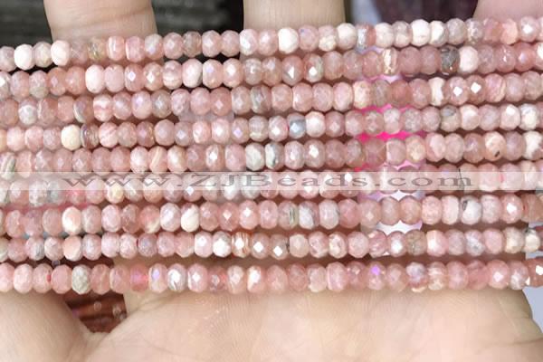 CRB3179 15.5 inches 2.5*4mm faceted rondelle tiny rhodochrosite beads