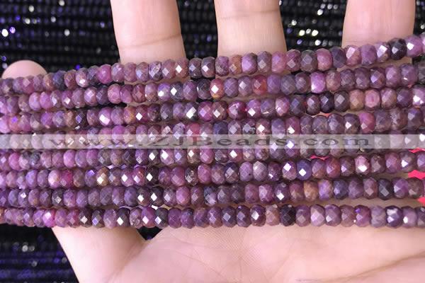 CRB3187 15.5 inches 3*5mm faceted rondelle tiny ruby gemstone beads