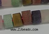 CRB328 15.5 inches 8*12mm tyre matte mixed gemstone beads