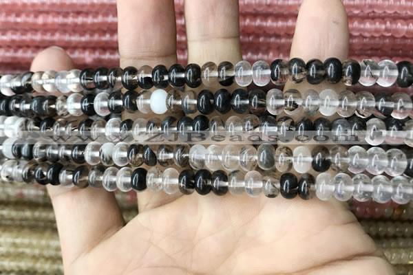 CRB4033 15.5 inches 4*6mm rondelle black watermelon beads wholesale