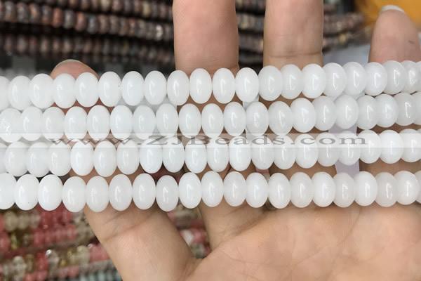 CRB4070 15.5 inches 5*8mm rondelle white jade beads wholesale