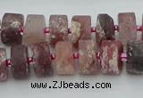 CRB461 15.5 inche 8*12mm tyre matte strawberry quartz gemstone beads