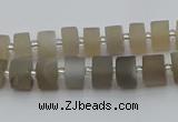 CRB466 15.5 inche 6*10mm tyre matte grey moonstone gemstone beads