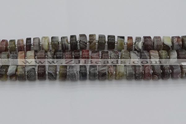 CRB490 15.5 inches 7*14mm tyre matte botswana agate beads wholesale