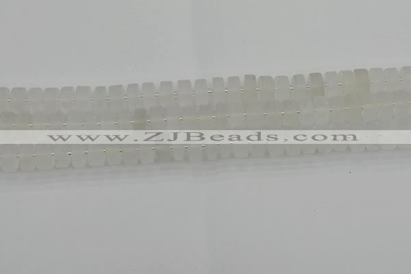 CRB500 15.5 inches 6*10mm tyre matte white crystal beads wholesale