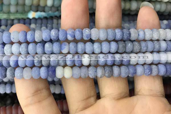 CRB5005 15.5 inches 4*6mm rondelle matte blue aventurine beads