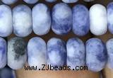 CRB5007 15.5 inches 4*6mm rondelle matte blue spot stone beads