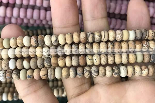 CRB5011 15.5 inches 4*6mm rondelle matte picture jasper beads