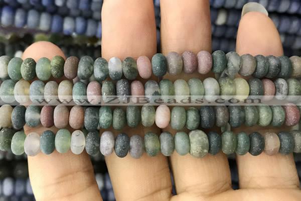 CRB5019 15.5 inches 4*6mm rondelle matte Indian agate beads wholesale