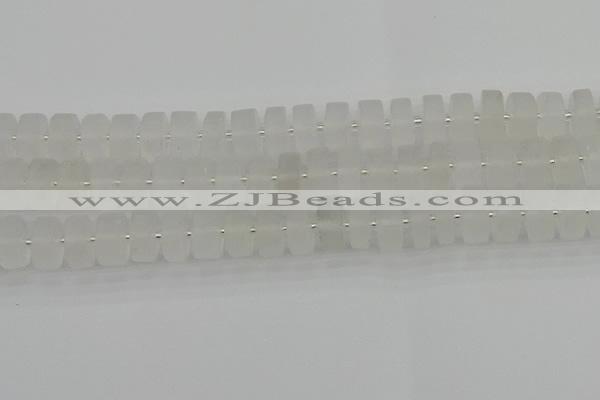 CRB502 15.5 inches 7*14mm tyre matte white crystal beads wholesale