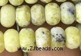 CRB5021 15.5 inches 4*6mm rondelle matte yellow pine turquoise beads