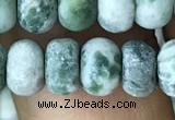CRB5058 15.5 inches 5*8mm rondelle matte green spot stone beads