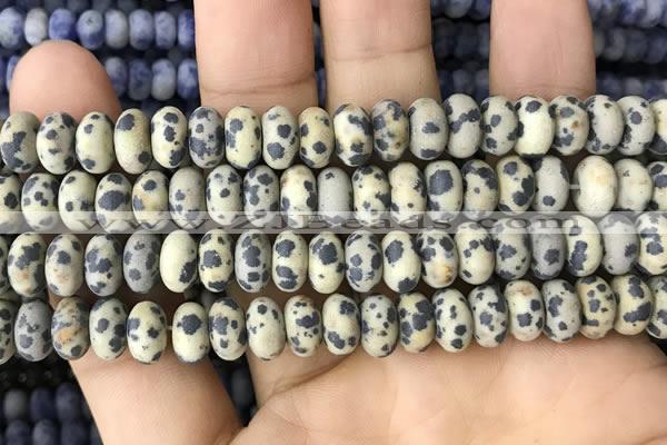 CRB5059 15.5 inches 5*8mm rondelle matte dalmatian jasper beads