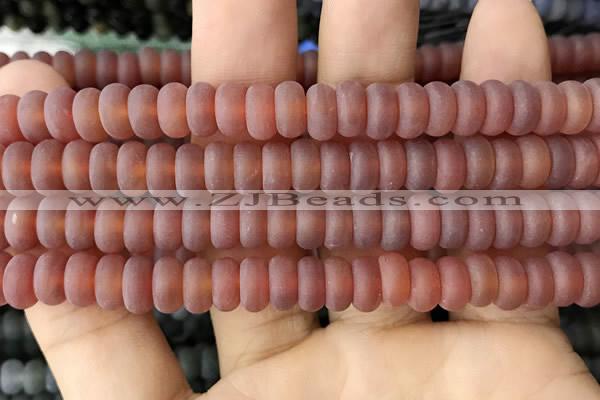 CRB5067 15.5 inches 5*8mm rondelle matte red agate beads wholesale
