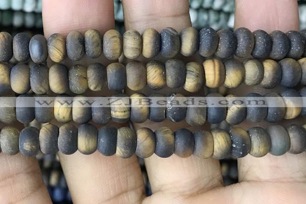 CRB5074 15.5 inches 5*8mm rondelle matte yellow tiger eye beads
