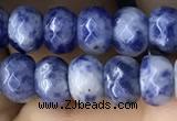 CRB5107 15.5 inches 4*6mm faceted rondelle blue spot stone beads