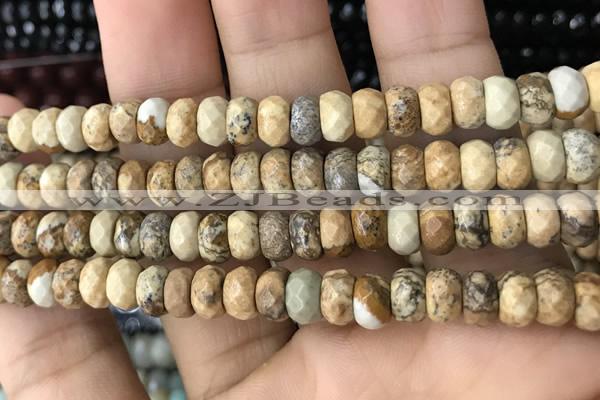 CRB5110 15.5 inches 4*6mm faceted rondelle picture jasper beads