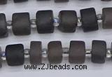 CRB512 15.5 inches 5*8mm tyre matte ice black obsidian beads