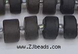 CRB514 15.5 inches 6*12mm tyre matte ice black obsidian beads