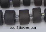 CRB515 15.5 inches 7*14mm tyre matte ice black obsidian beads