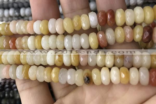 CRB5154 15.5 inches 5*8mm faceted rondelle yellow jade beads